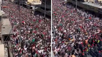 Hamas'ın çağrısı üzerine Ürdün'ün başkenti Amman'da binlerce kişi sokağa döküldü