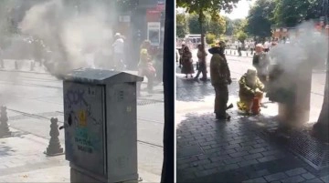 Sultanahmet'te aşırı sıcakların ardından patlayan trafoda yangın çıktı