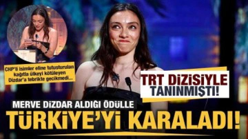 TRT dizisiyle tanınmıştı! Merve Dizdar aldığı ödülle Türkiye'yi karaladı